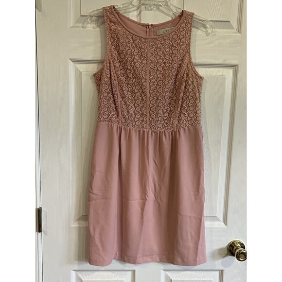 Loft Women’s Light Pink Sleeveless Floral Lace Mini Dress Size 6 - Picture 1 of 7